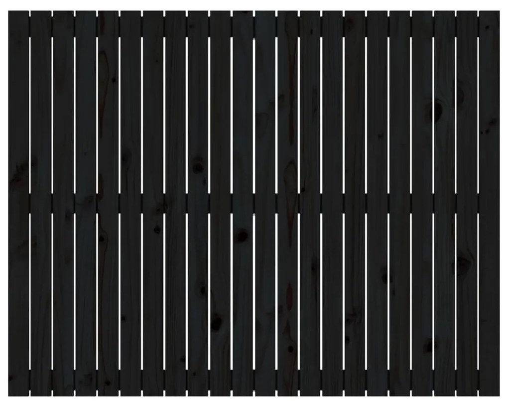 Cabeceira de parede 140x3x110 cm madeira de pinho maciça preto