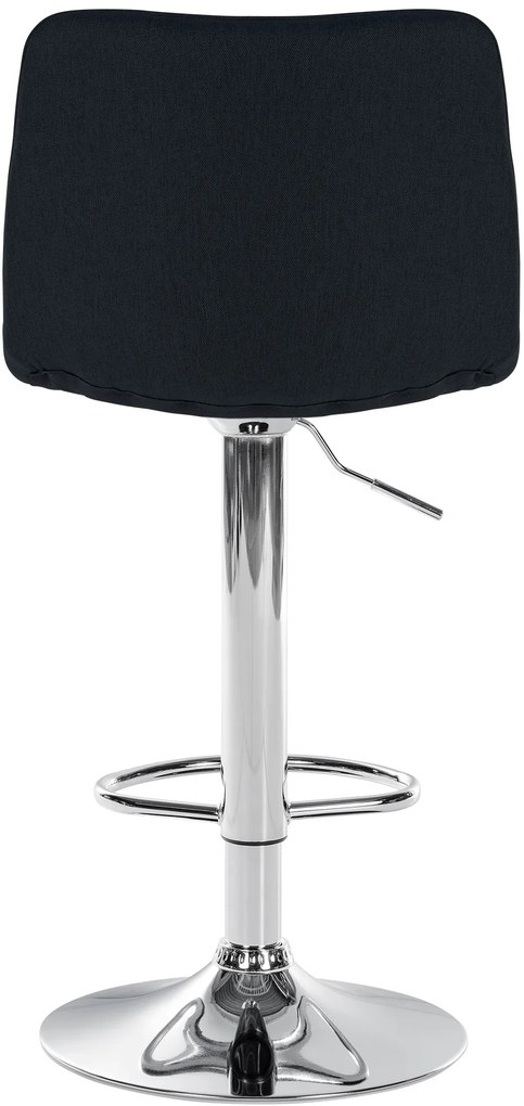 Banco de bar Lex em tecido e com estrutura cromada 45 x 89-110 x 46 cm Preto