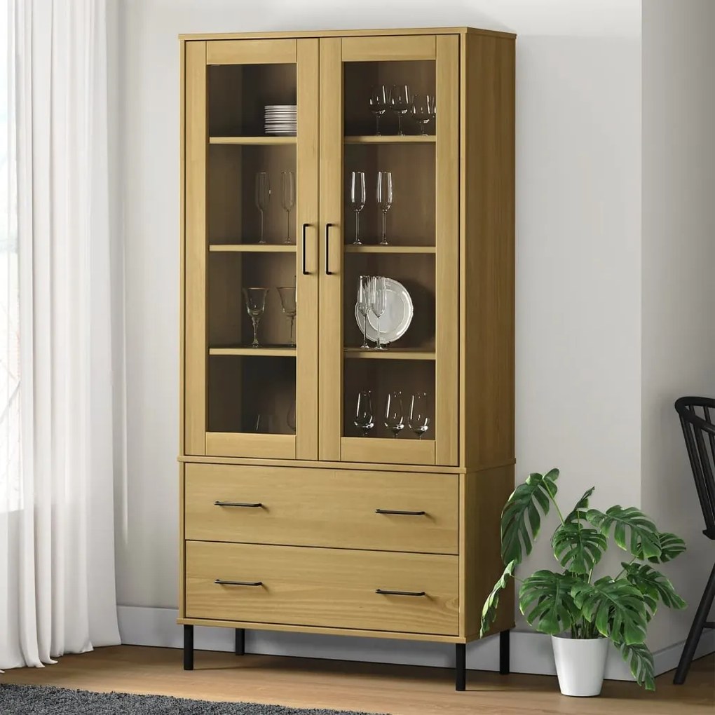 vidaXL Estante c/ pernas metal 85x35x172,5 cm madeira OSLO castanho