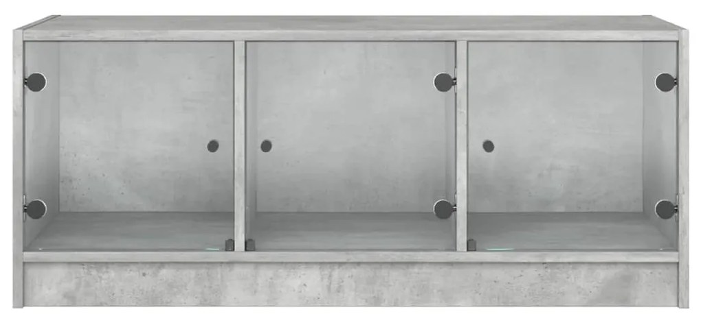 Mesa de centro c/ portas de vidro 102x50x42 cm cinza cimento