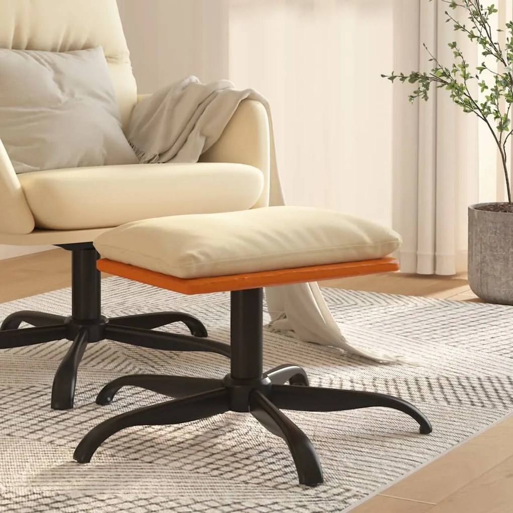 vidaXL Apoio de pés 60x60x36 cm tecido/couro artificial cor creme