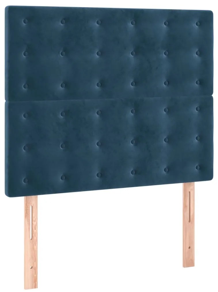 Cama com molas/colchão 90x190 cm veludo azul-escuro