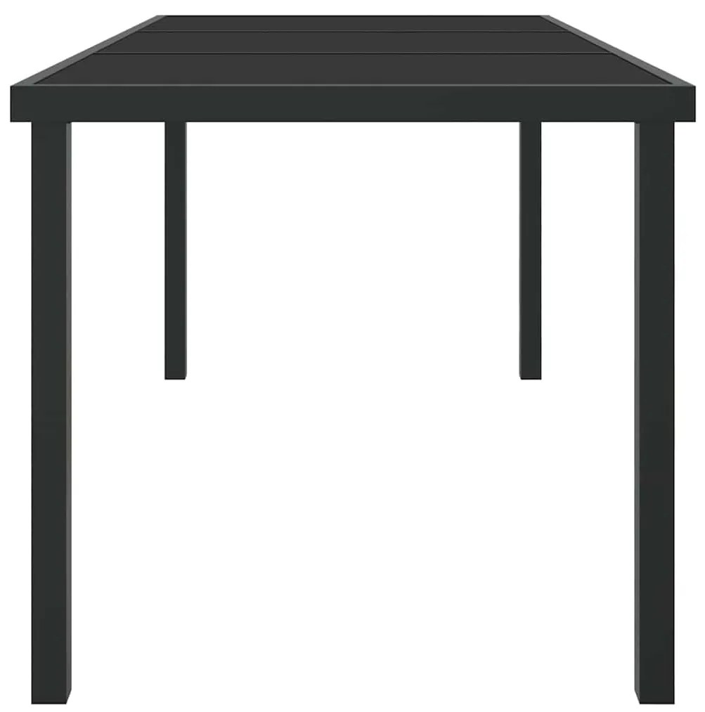 Mesa de Jardim Preta 160x80x73 cm Vidro Temperado