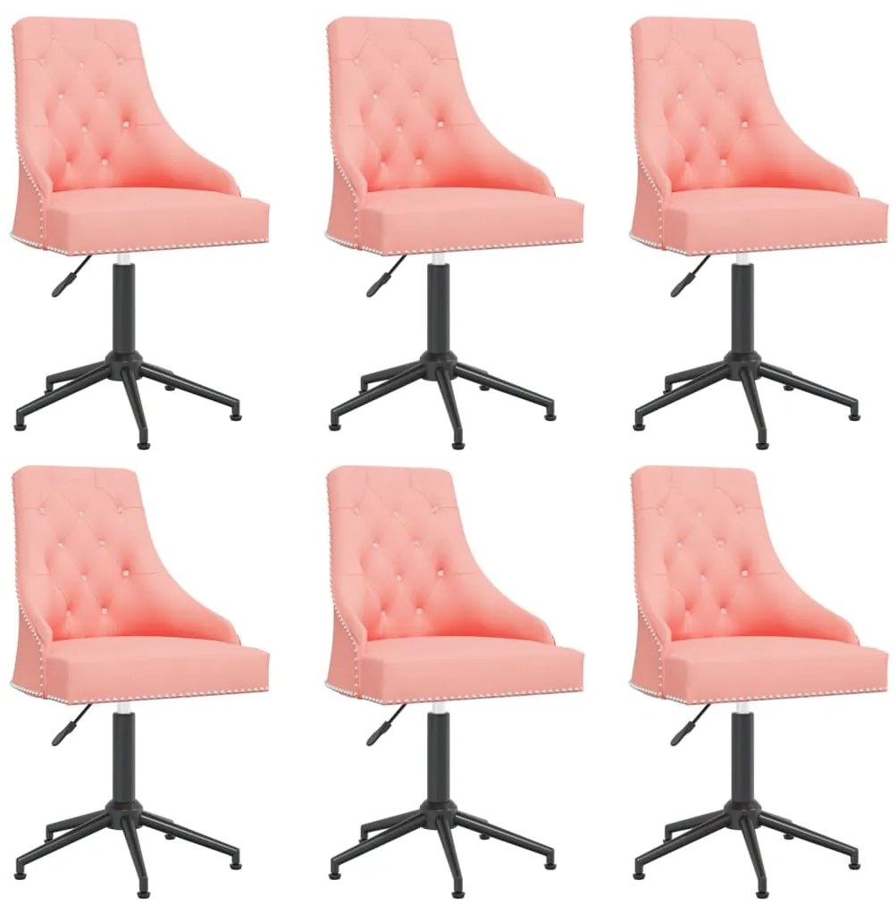 vidaXL Cadeiras de jantar giratórias 6 pcs veludo rosa