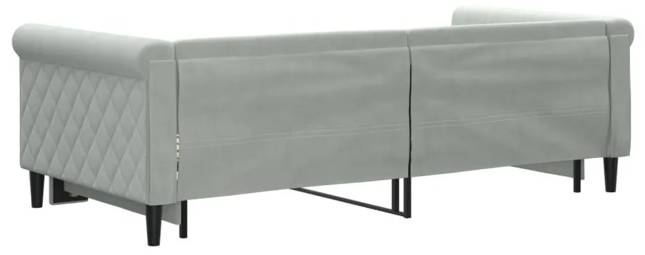 Sofá-cama com gavetão 90x190 cm veludo cinzento-claro