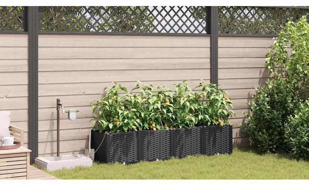 Jardineiras de Jardim 1 pc Preto 160 x 40 x 37.5 cm Plástico