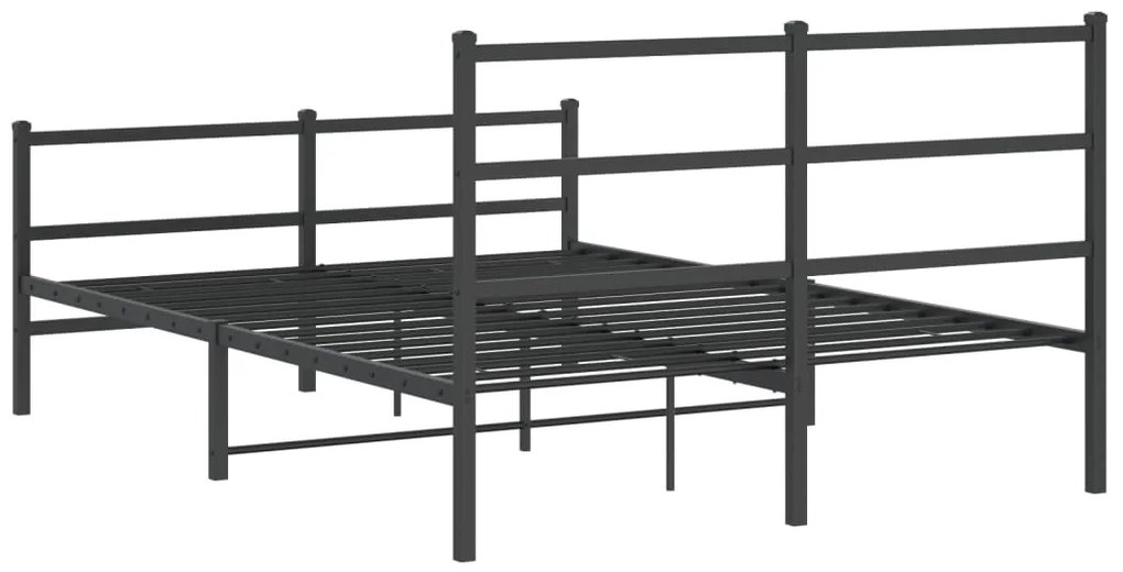 Estrutura de cama com cabeceira e pés 135x190 cm metal preto