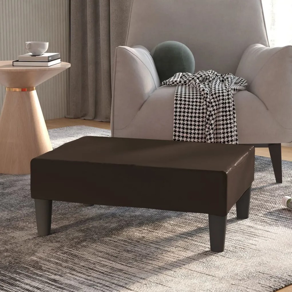 vidaXL Apoio de pés 78x56x32 couro artificial castanho