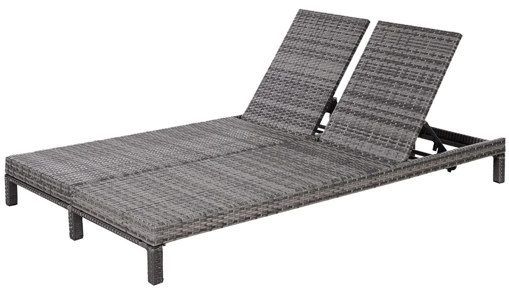 Espreguiçadeira de jardim de 2 lugares Conjunto de espreguiçadeira de piscina 195x120x128 cm Cinza