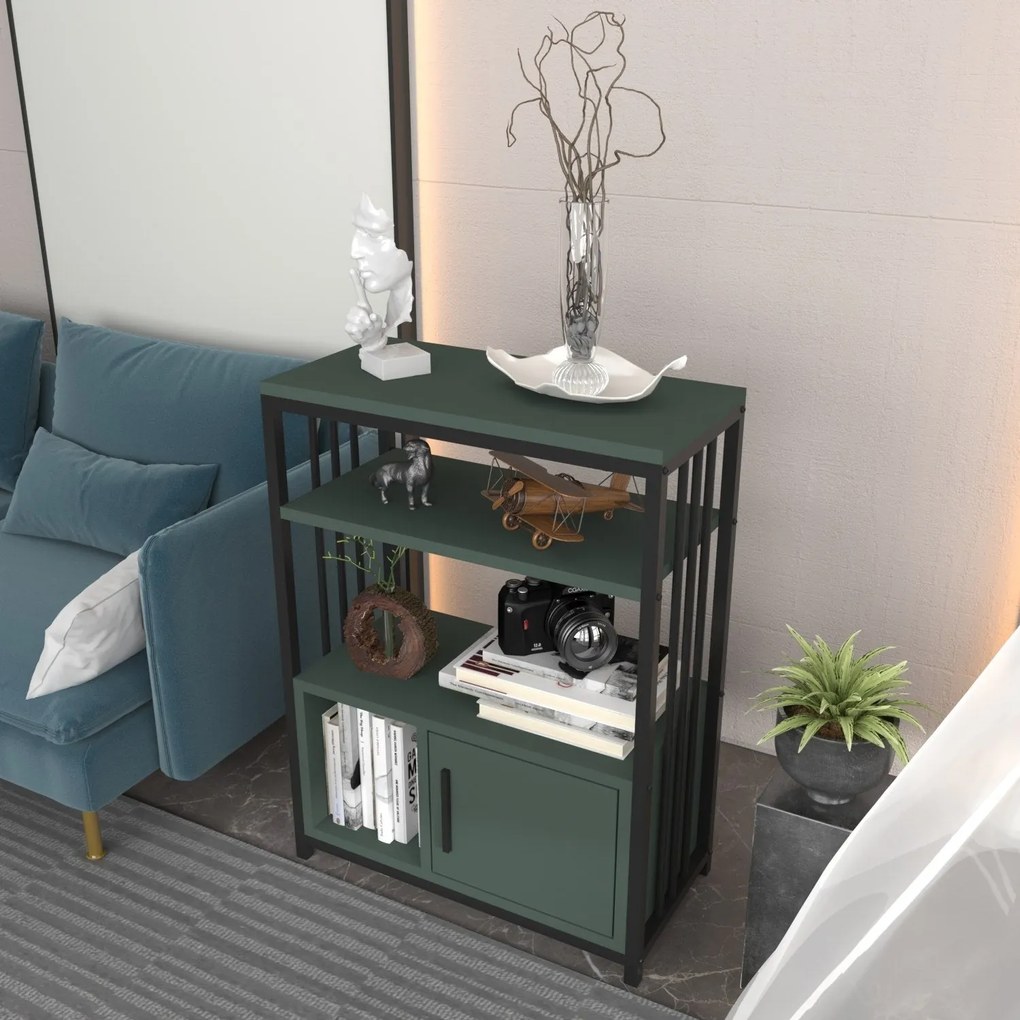 Estante Letos – Verde e Preto – 60 cm x 80 cm x 29,6 cm