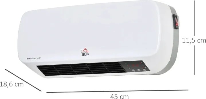 Aquecedor Cerâmico de Parede 1000W/2000W com Controle Remoto