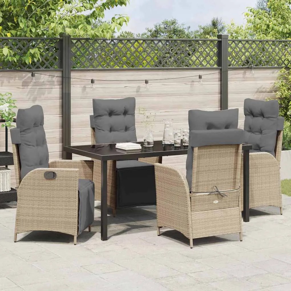 Conjunto de Jantar de Jardim com 5 Peças - Rattan Poly Bege
