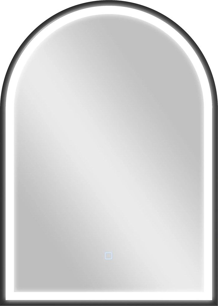 HOMCOM Espelho de Banheiro com Iluminação 50x70 cm Espelho Led Arqueado Antiembaçamento 3 Cores de Luz Regulável Memória Preto | Aosom Portugal