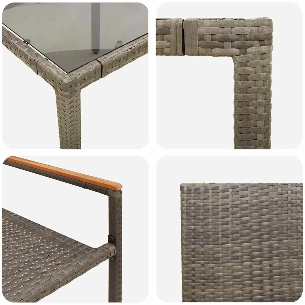 Conjunto de Jantar de Jardim vidaXL 3 Peças Cinza Polyrattan