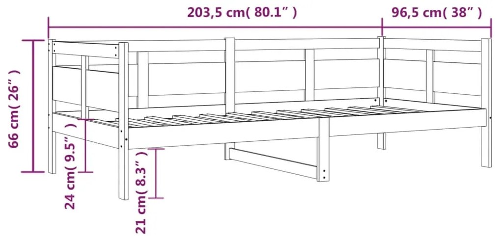 Sofá-cama 90x200 cm madeira de pinho maciça branco