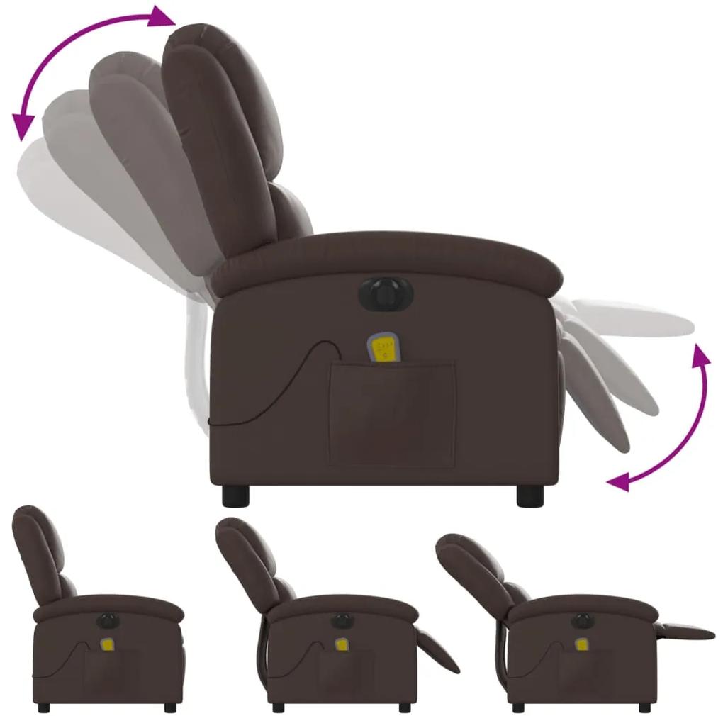Poltrona massagens reclinável elétrica couro artif. castanho