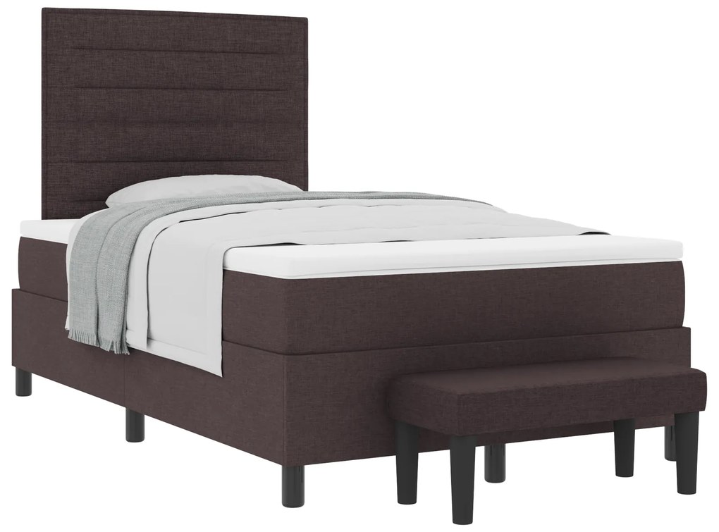 Cama Box com Colchão & Banco Castanha 120x200 cm Tecido