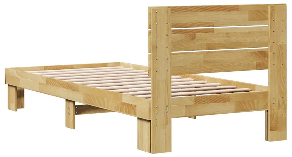 Estrutura cama cabeceira sem colchão 75x190 cm maciça carvalho