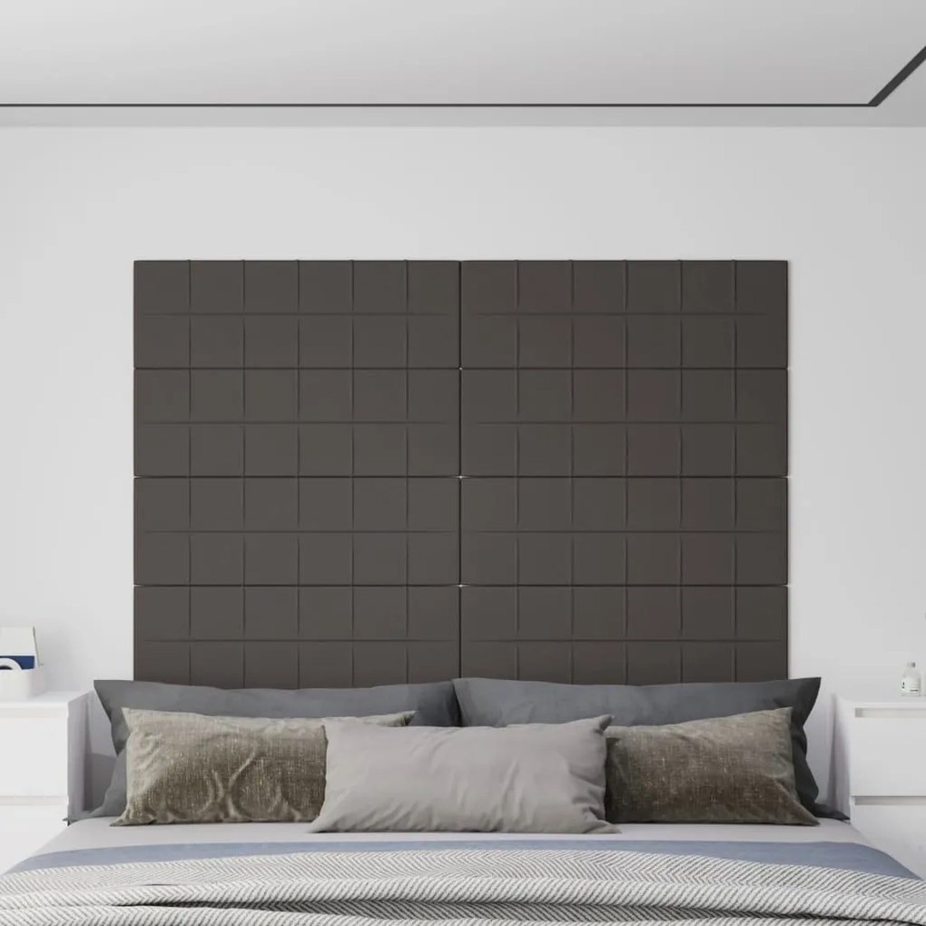 vidaXL Painel de parede 12 pcs 90x30 cm tecido 3,24 m² cinza-escuro