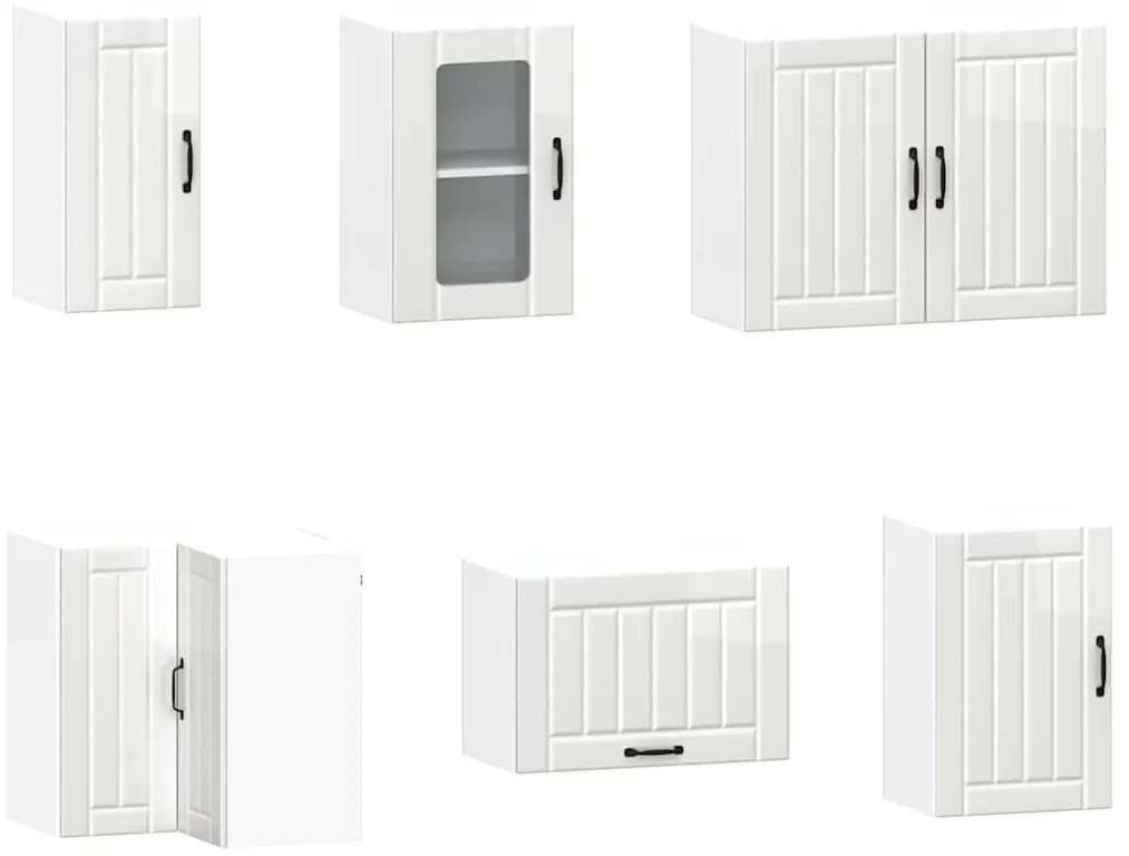 11 peças armário de cozinha conjunto Kalmar brilho branco