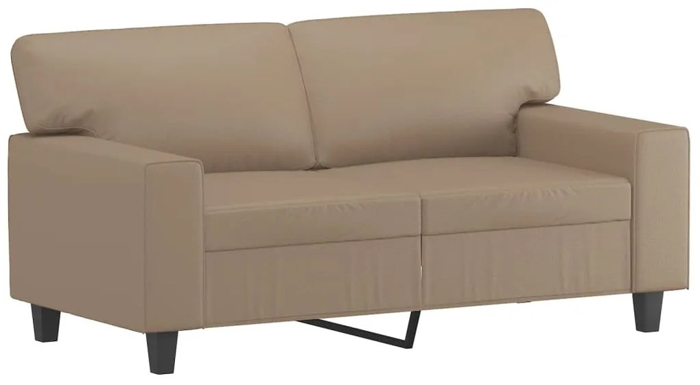 Sofá 2 lugares + almofadas 120 cm couro artificial cappuccino
