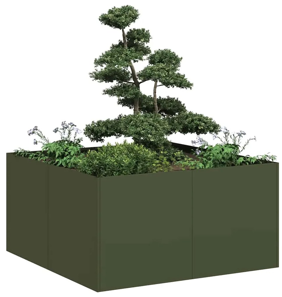 vidaXL Vaso/floreira 80x80x40 cm aço laminado a frio verde