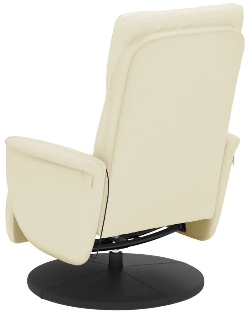 Cadeira massagens reclinável c/apoio pés couro artificial creme