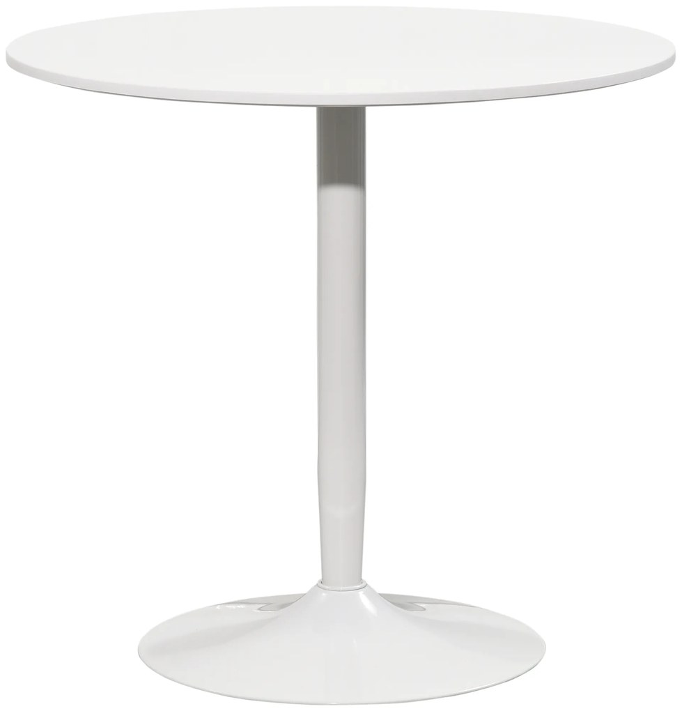 HOMCOM Mesa de Cozinha Redonda Mesa de Jantar Moderna para 2 Pessoas com Base de Aço e Almofadas Antiderrapantes Ø80x75 cm Branco