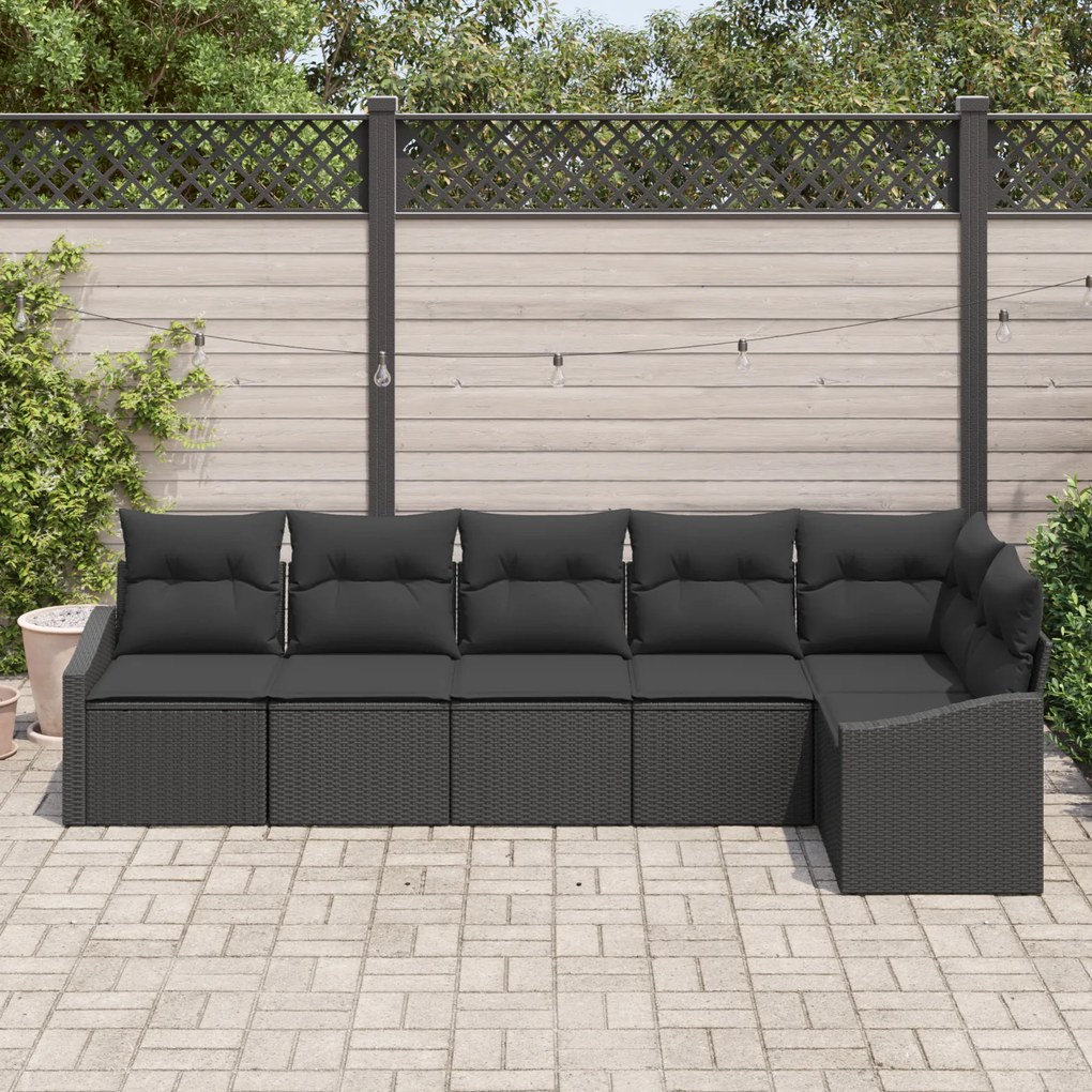 Conjunto de Jantar para Jardim de 6 Peças com Almofadas em Rattan Pret