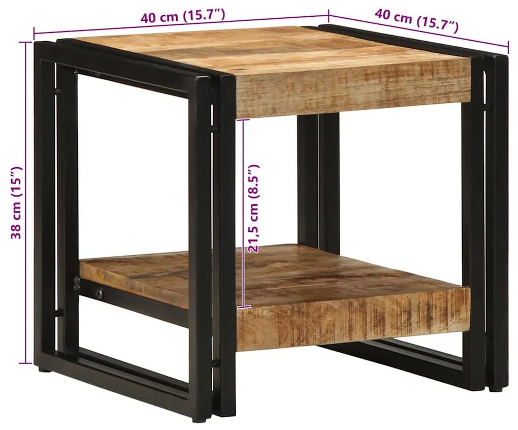 Mesa de centro vidaXL 40x50x38 cm Madeira de mangueira maciça
