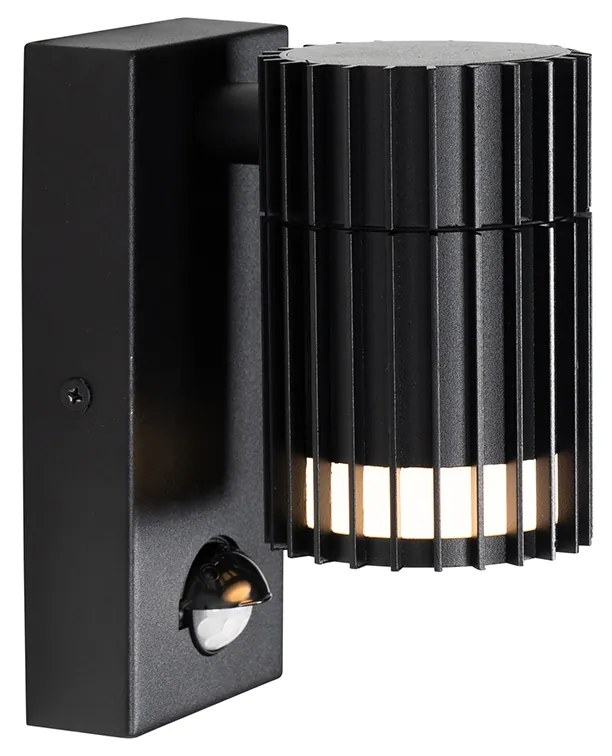 Candeeiro de parede exterior design preto com sensor de movimento IP44 - Boris