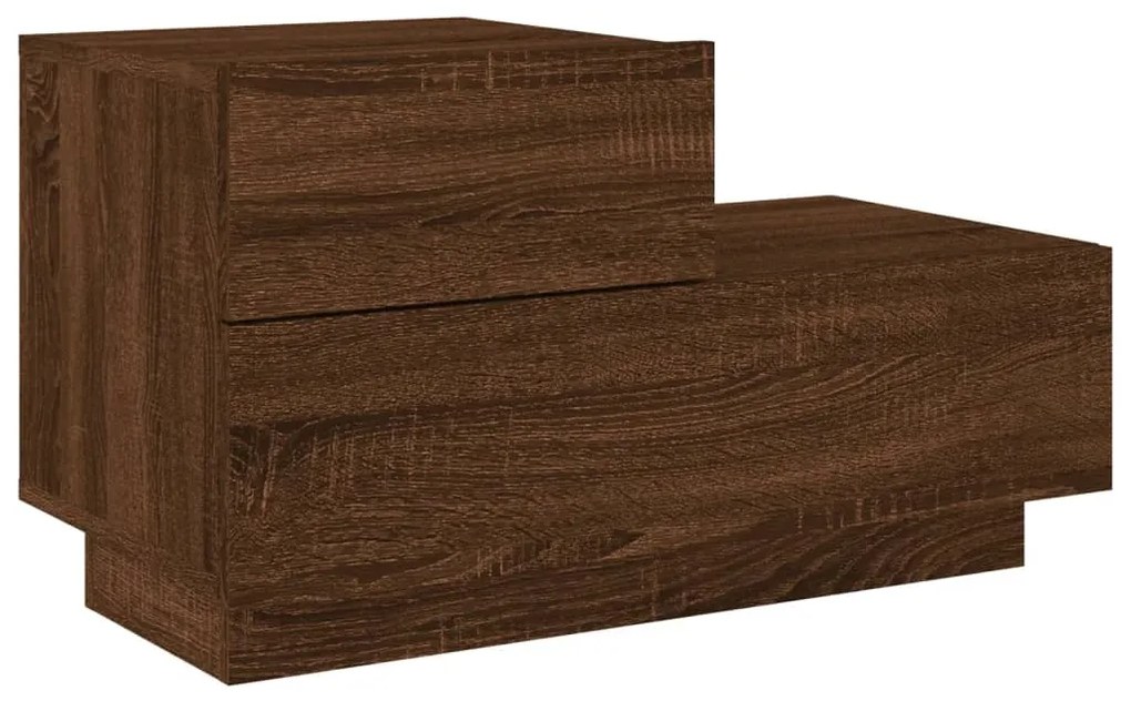 Mesa de cabeceira com luzes LED 70x36x40,5 cm carvalho castanho