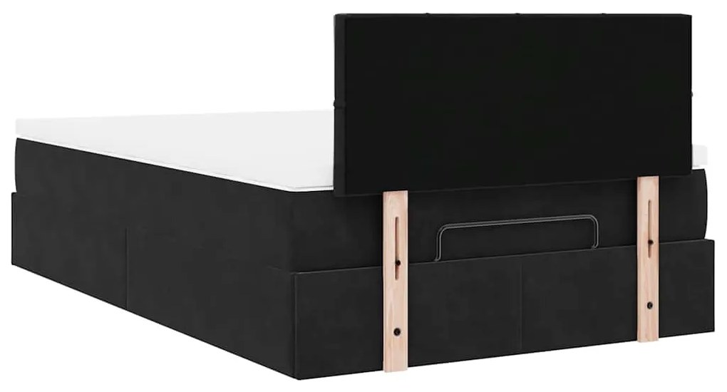 Estrutura de cama otomana com colchão 120x200 cm veludo preto