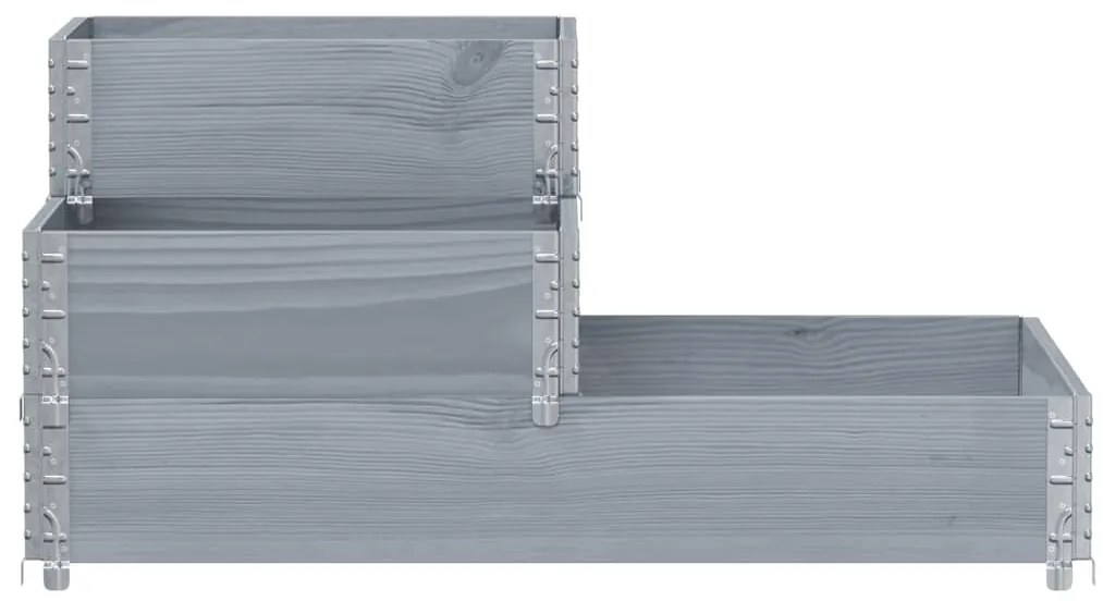 Canteiro elevado de 3 níveis 120x80 cm pinho maciço cinzento