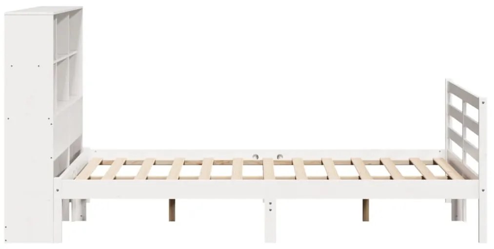 Cama com estante sem colchão 120x190 cm pinho maciço branco