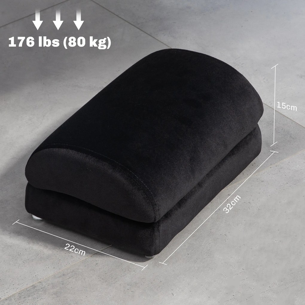 Apoio para os Pés para Escritório Apoio para os Pés Preenchido de Espuma e Almofadas Antiderrapantes 32x22x15 cm Preto