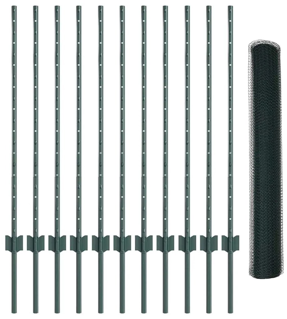 Conjunto de Cerca de Jardim Conjunto de 2 Verde Aço Padrão