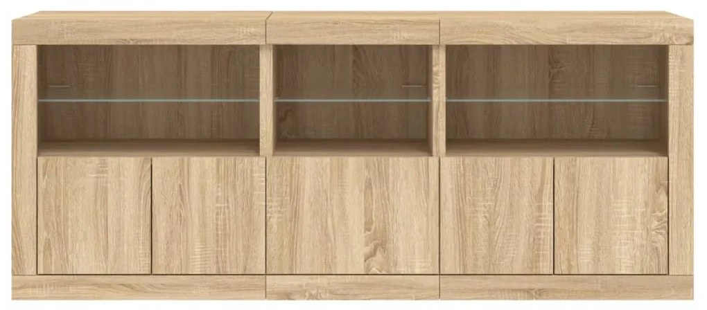 Aparador com luzes LED 162x37x67 cm carvalho sonoma