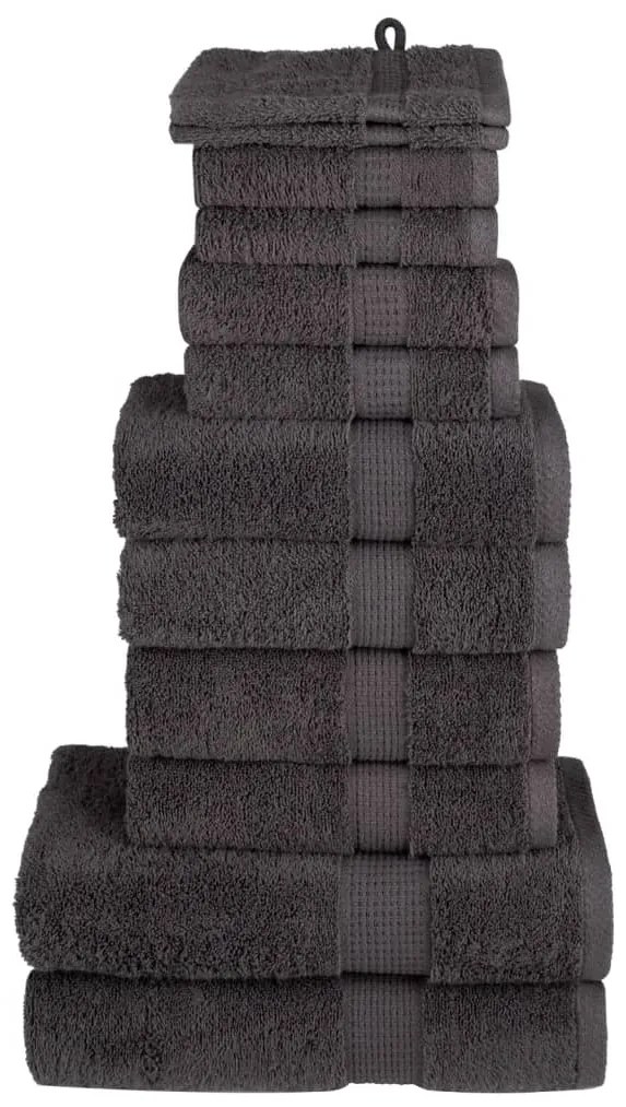12pcs Conjunto toalhas banho premium SOLUND 600gsm antracite