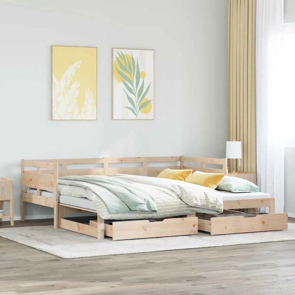 vidaXL Sofá-cama com gavetão e gavetas sem colchão 80x200 cm