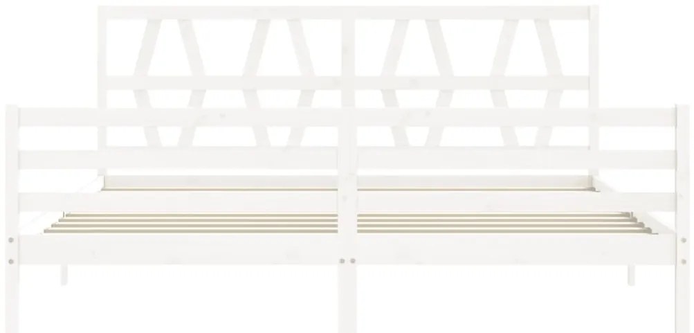Estrutura de cama com cabeceira 200x200cm madeira maciça branco