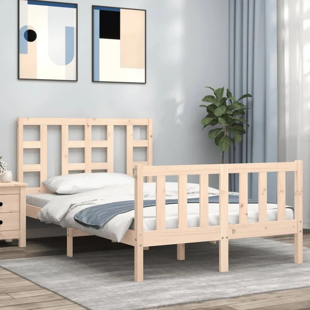 vidaXL Estrutura de cama de casal c/ cabeceira madeira maciça