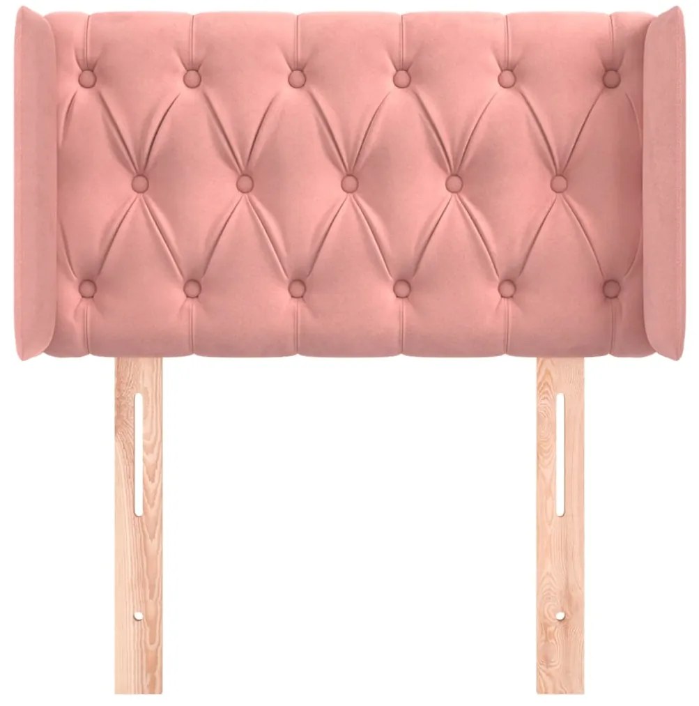 Cabeceira de cama c/ abas veludo 83x16x78/88 cm rosa