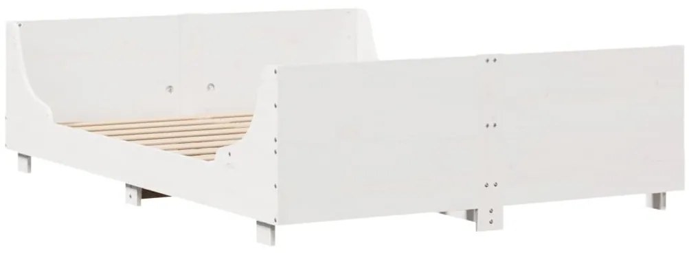 Cama sem colchão 160x200 cm madeira de pinho maciça branco