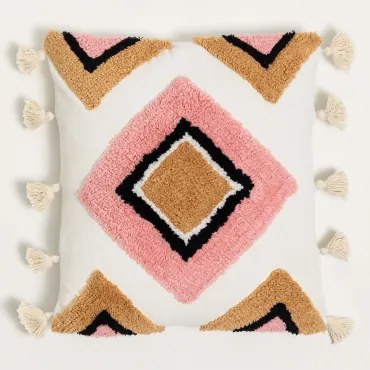 Almofada Quadrada 45x45 Cm Em Algodão Nikos Rosa Dalia - Castanho Areia - Sklum