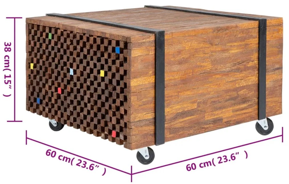 Mesa lateral em teca 60x60x38 cm