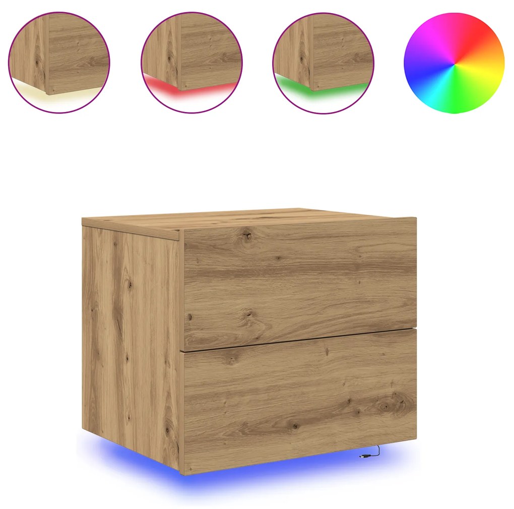 Cabinetes de Cabeceira vidaXL com Luzes LED Montados na Parede 2 pcs C