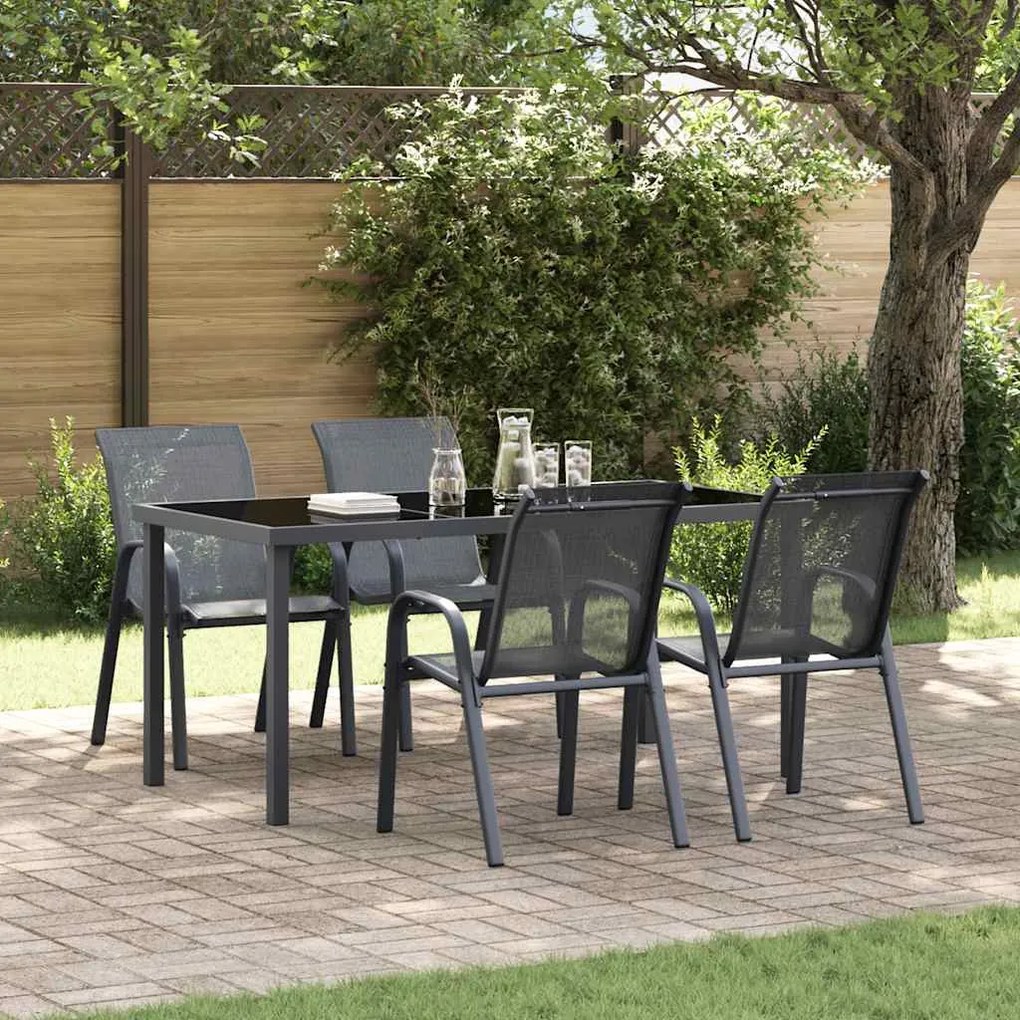 vidaXL Cadeiras de jardim empilháveis 4 pcs textilene cinzento