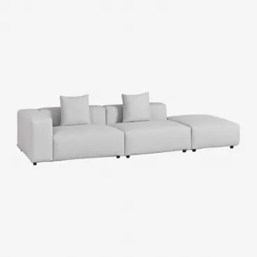 Sofá Modular De Canto Esquerdo De 2 Peças Com Braço Alto E Puff ↔︎345 Cm Bruna Tecido Cinzento Glaciar - Sklum