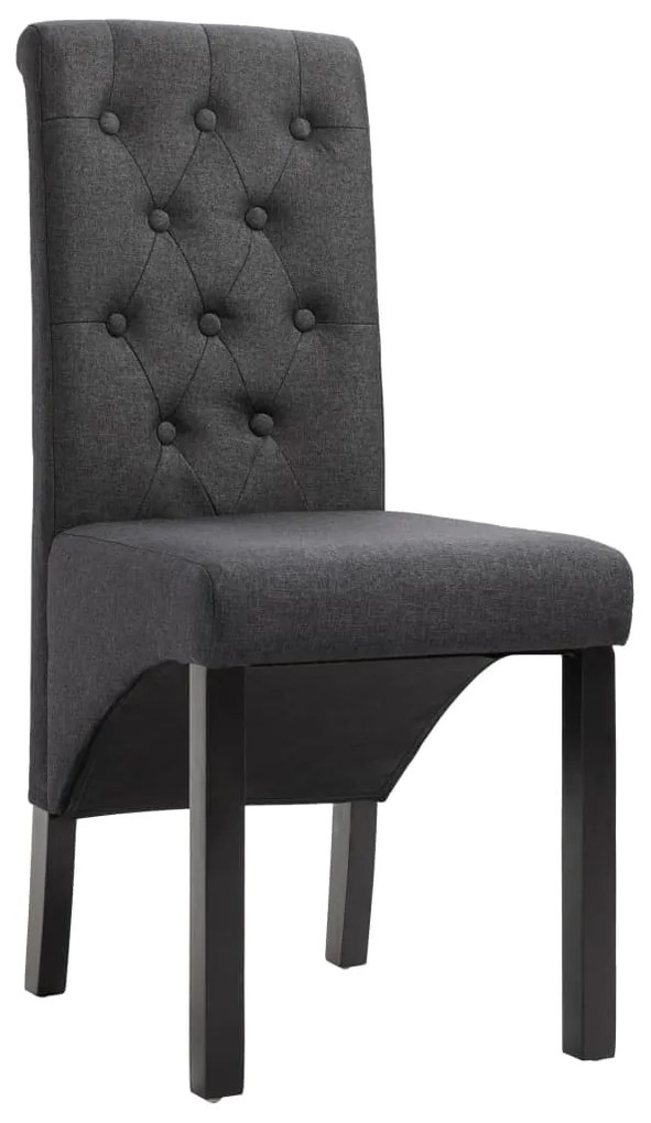 Cadeiras de jantar 4 pcs tecido cinzento-escuro